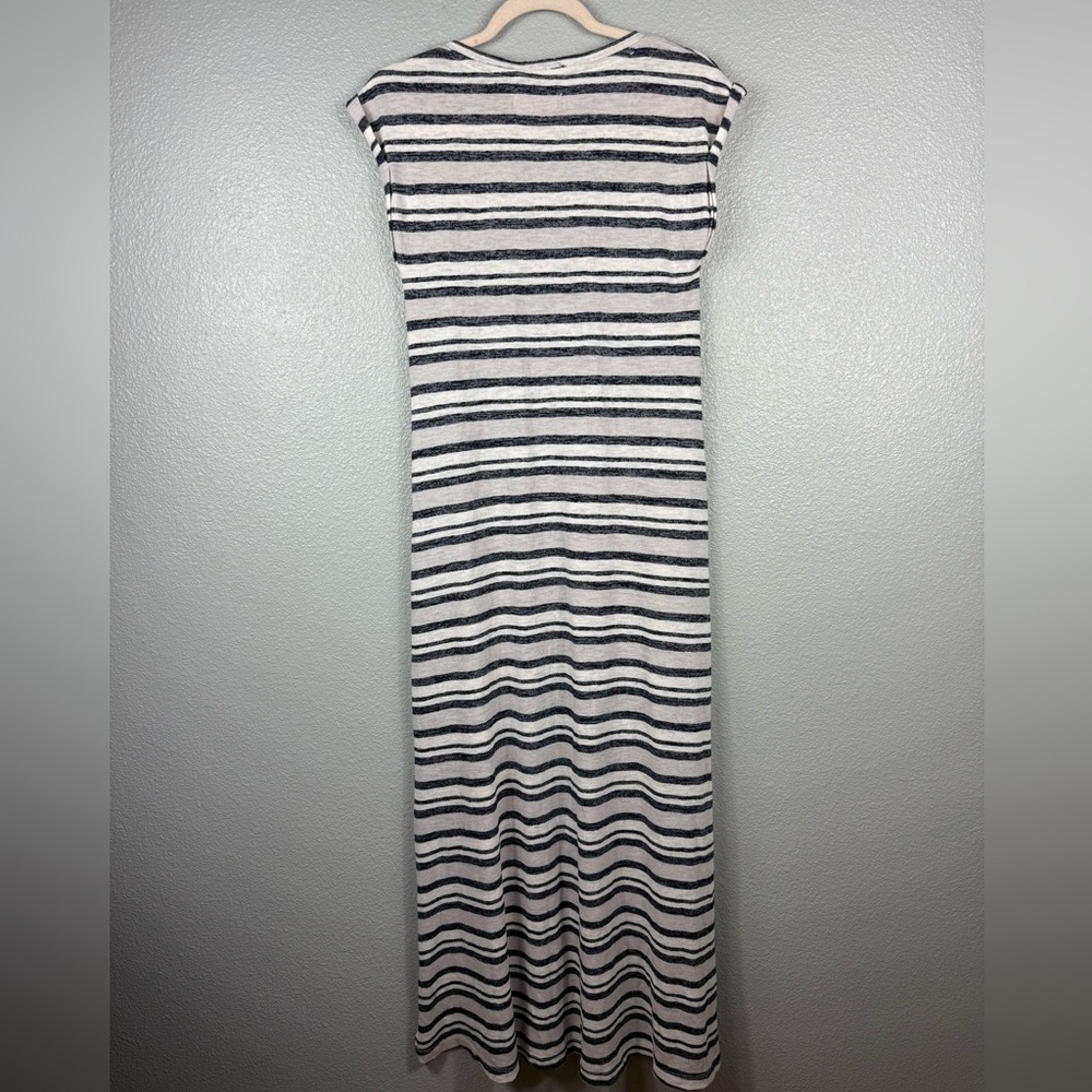 Lou & Grey For Loft V-neck Black White Striped Tee Maxi Dress LightWeight XS - Picture 11 of 11